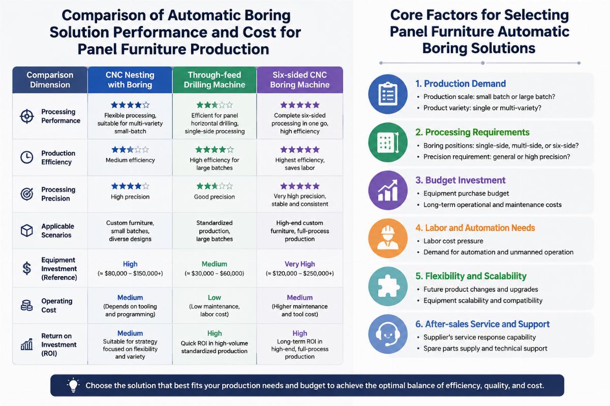 Core factors for selecting panel furniture automatic boring solutions Comparison of automatic boring solution performance and cost for panel furniture production